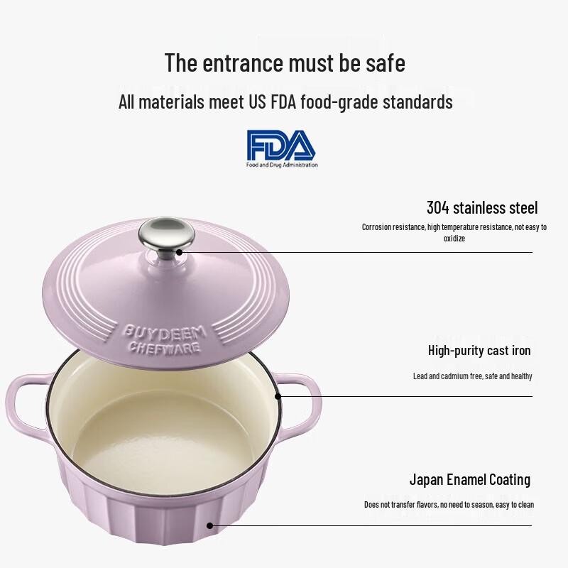 Buydeem Enamel Cast Iron Stew Pot