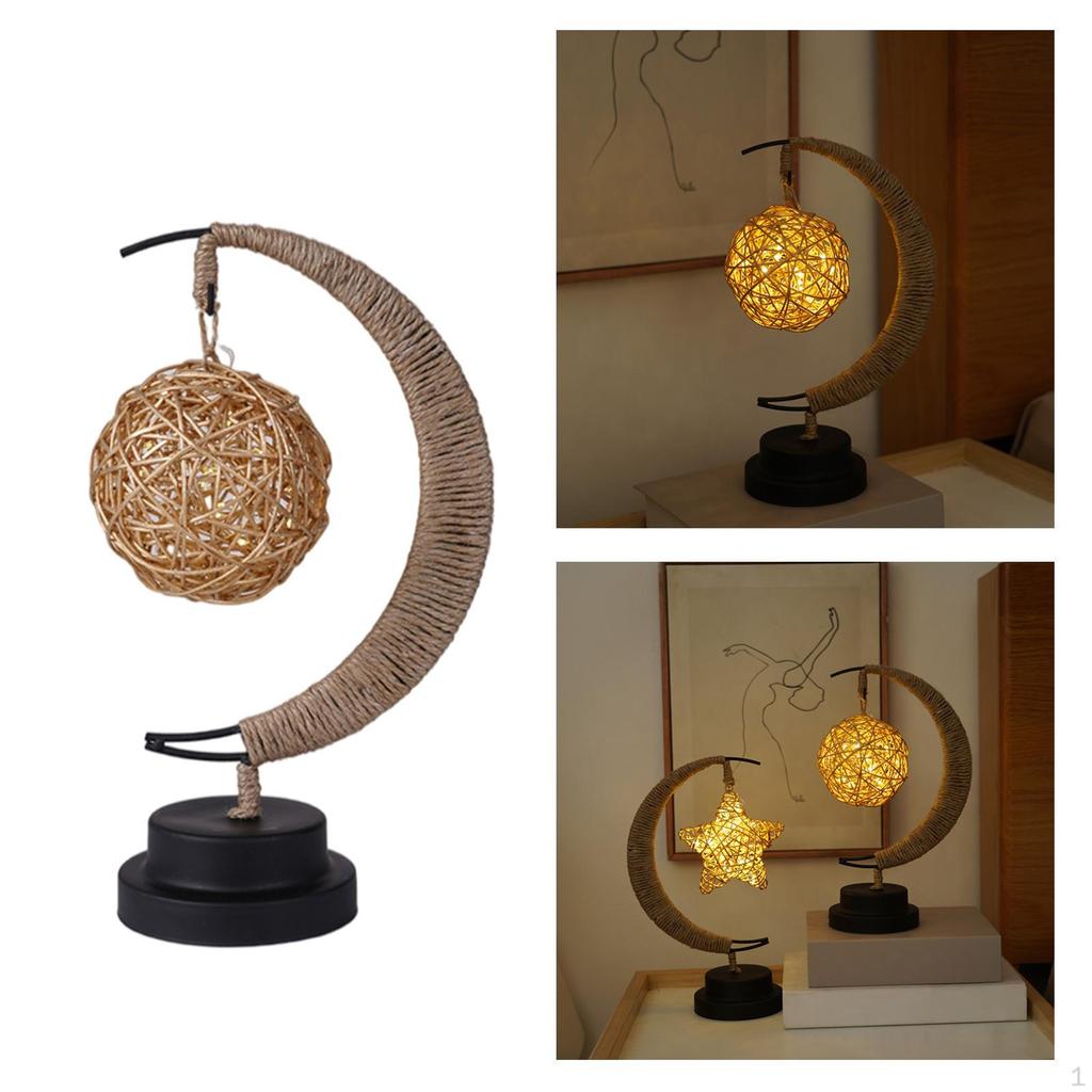 Takraw Lamp Handmade Rope Wrought Iron Night light house Decoration Sleeping Lantern