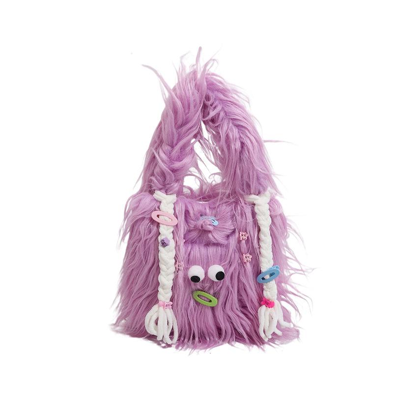 

Маленький Монстр Забавный Персонализированный Повседневный Сумка Креативный Большой Глаз Длинный Плюш Милый Pink Purple