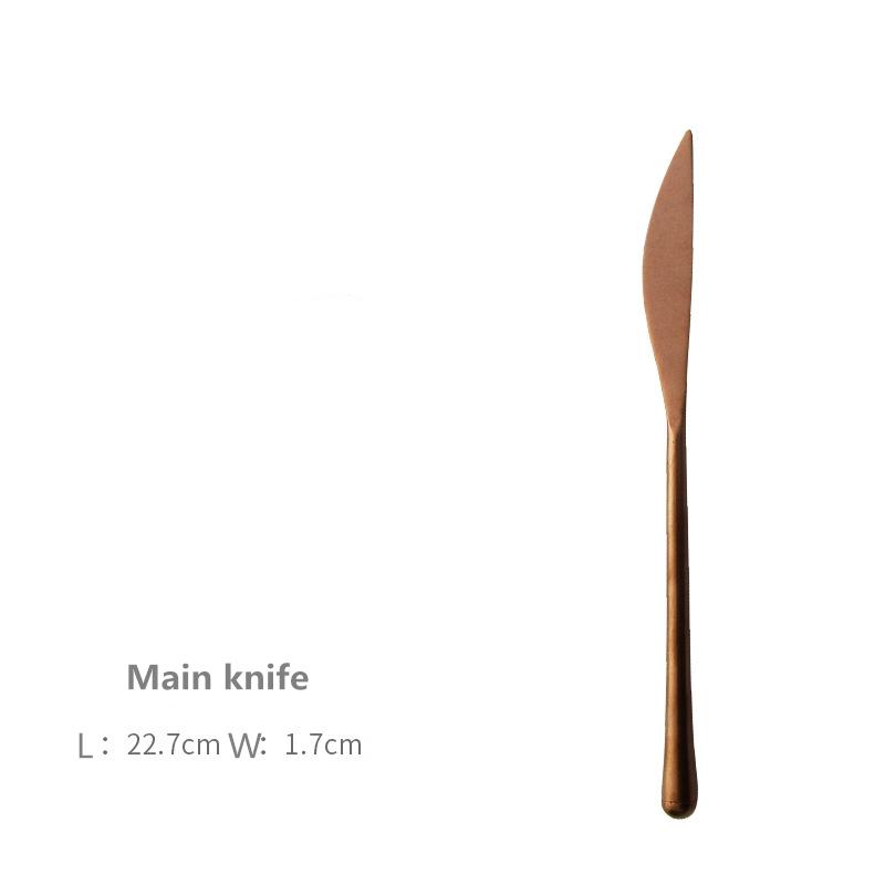 Japanese Style Old Western Tableware, Retro Steak Knife, Fork Spoon, Stirring Coffee Spoon, Rose Gold, 304 Stainless Steel