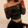 Harajuku schulterfrei mesh sommer kleidung t-shirts für frauen bauchfreies Top weibliches T-shirt frauen t-shirt roupas femininas tops t-shirt