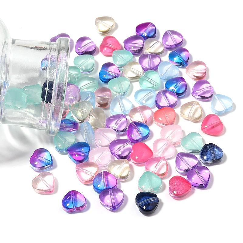 50Pcs/lot Heart Shape Czech Glass Beads Colorful Clear Loose Lampwork Beads for DIY Bracelets Charms Jewelry Making Accessories