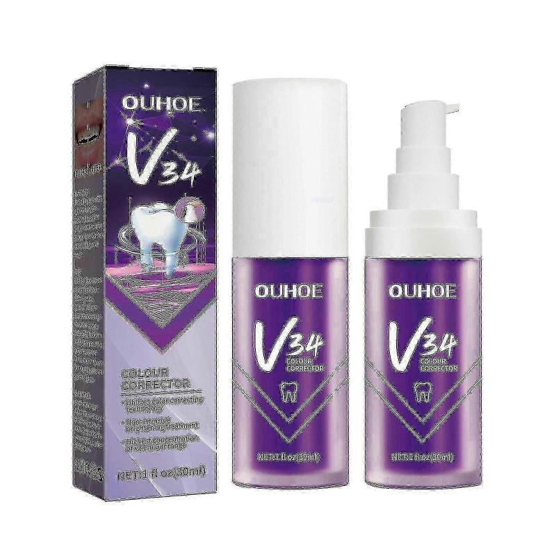 OUHOE V34 Purple Whitening Toothpaste Tartar Yellow Smoke Tooth Repair Teeth Oral Cleaning Whitening T
