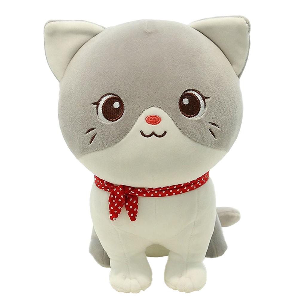 Cartoon Cat Plush Doll Cute Stuffed Kitten Rag Toy Elastic Soft Sofa Cushion Bedside Gift For Kids Girls 24cm
