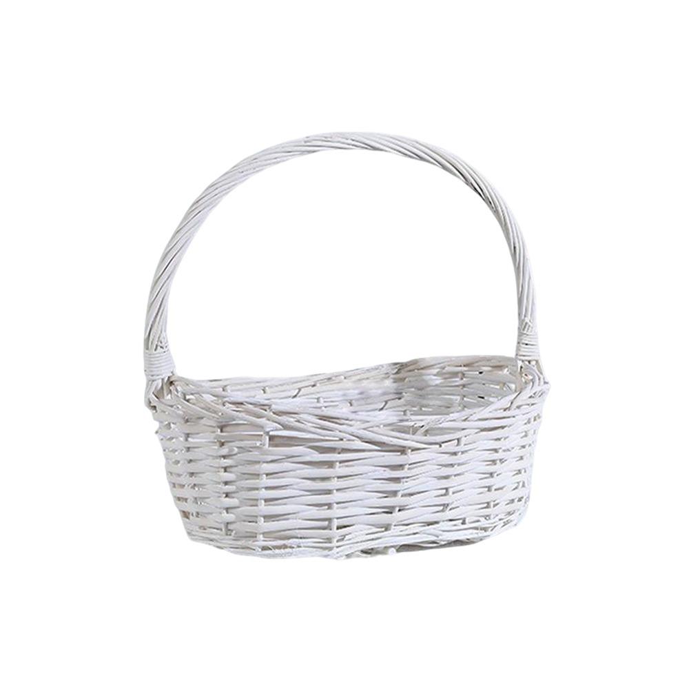 Brown White Handhold Weaving Basket With Handle Basket with Handle  Vegetables Fruit