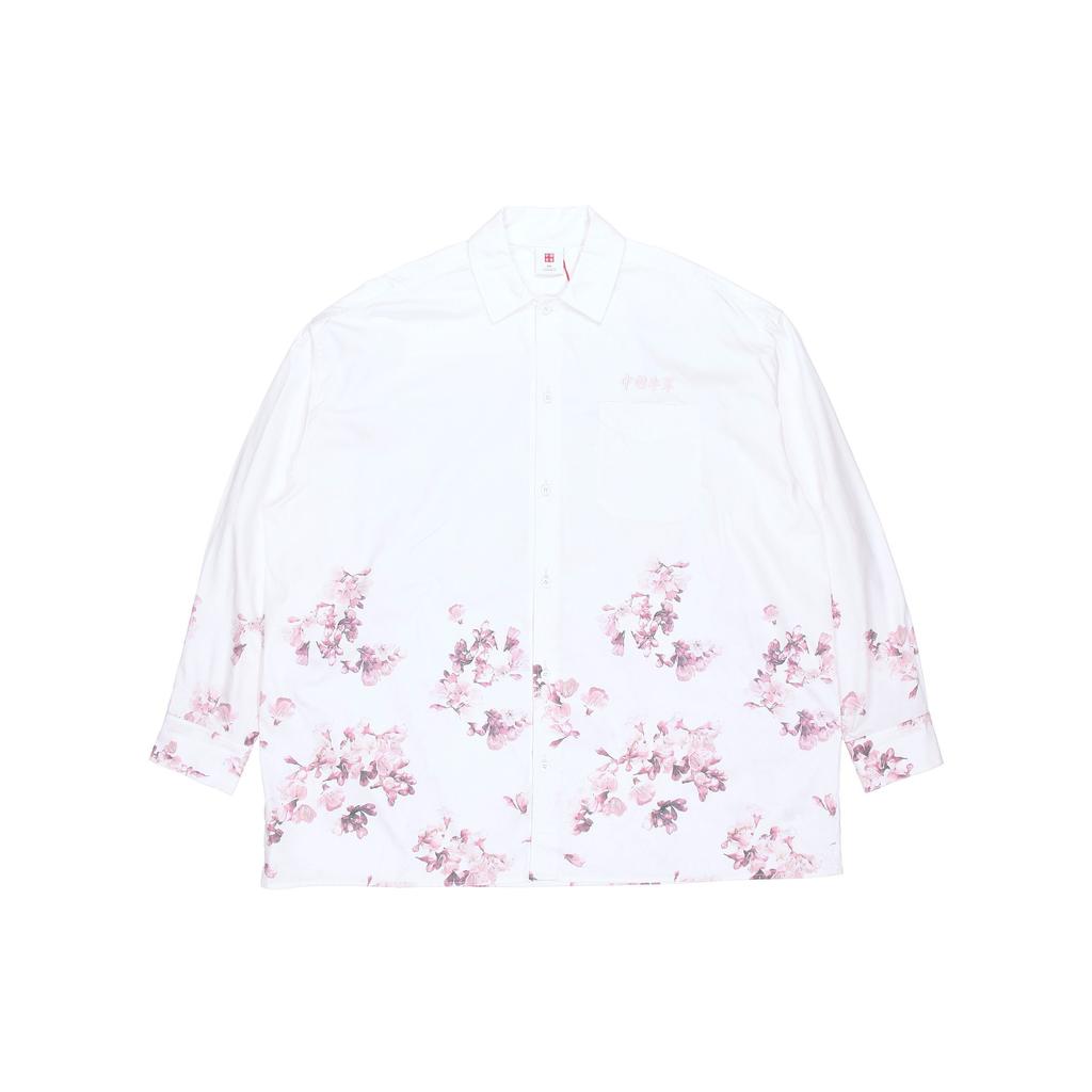 Li Ning Sakura Series All Over Print Loose Casual Shirt Unisex Shirts White ASHR090-2
