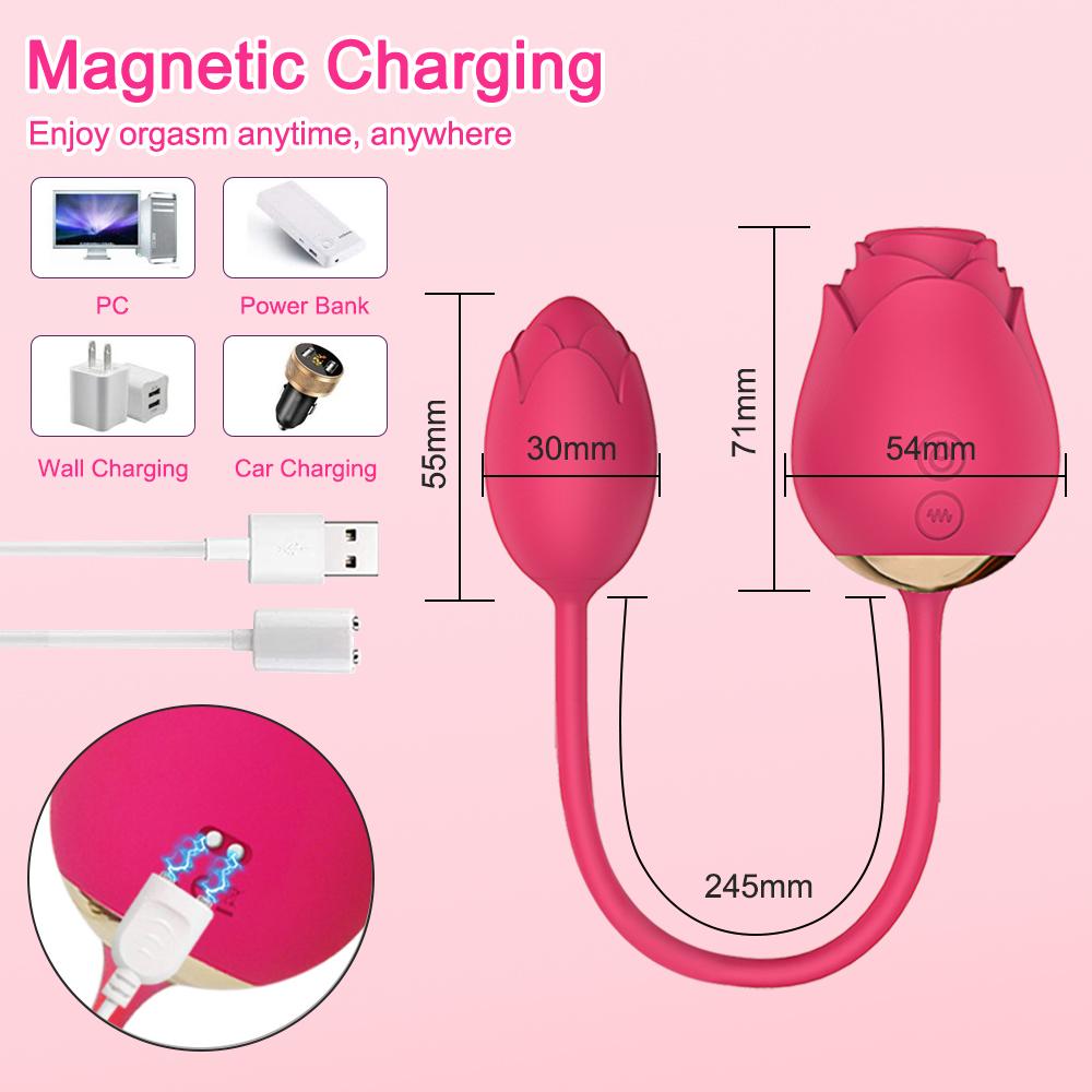 POMFW Rose Clit Sucker Vibrators Female Clitoris Stimulator Vacuum Sucking Love Vibrating Egg Sex Toy for Women