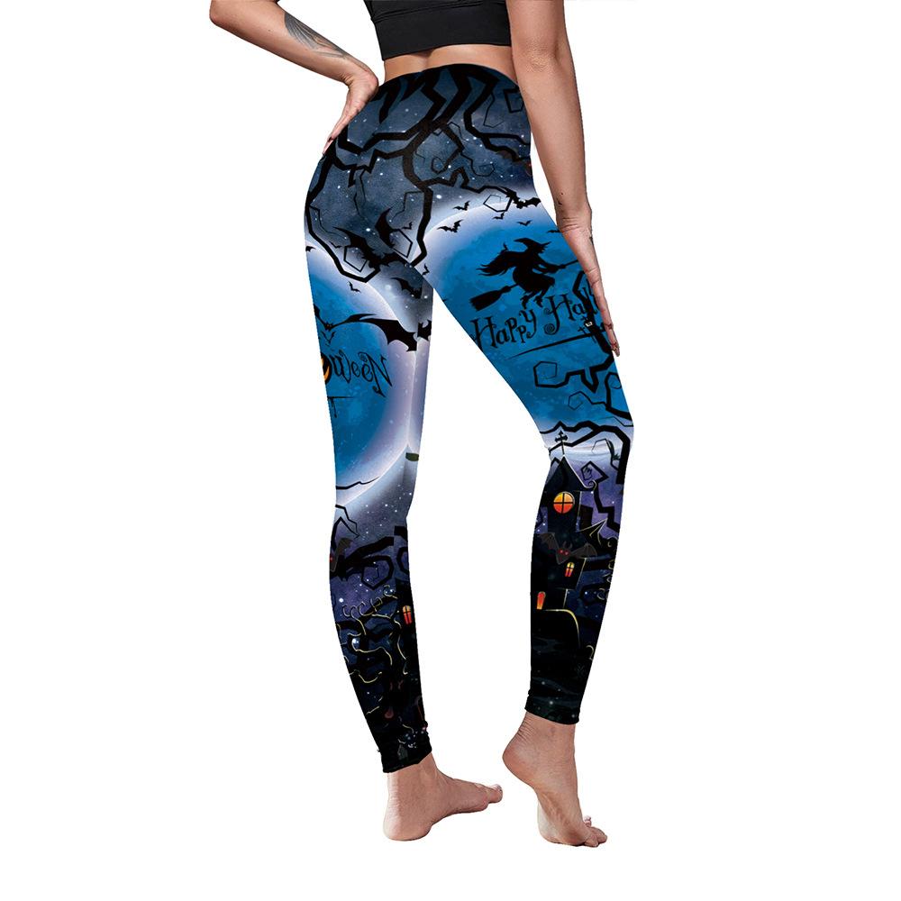 Hot-selling peach hip sweatpants, Halloween bat print women's elastic leggings