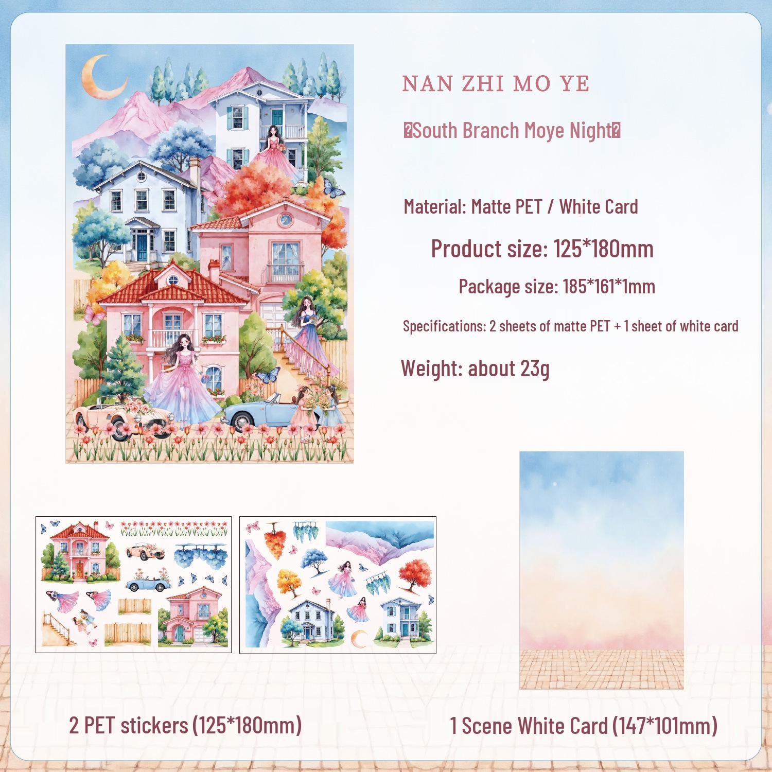 ZABC Замороженные ПЭТ Белые Картонные Наклейки с Пейзажами - Серия Теплый Чистый Ветер (3 листа для журнала с высечкой)