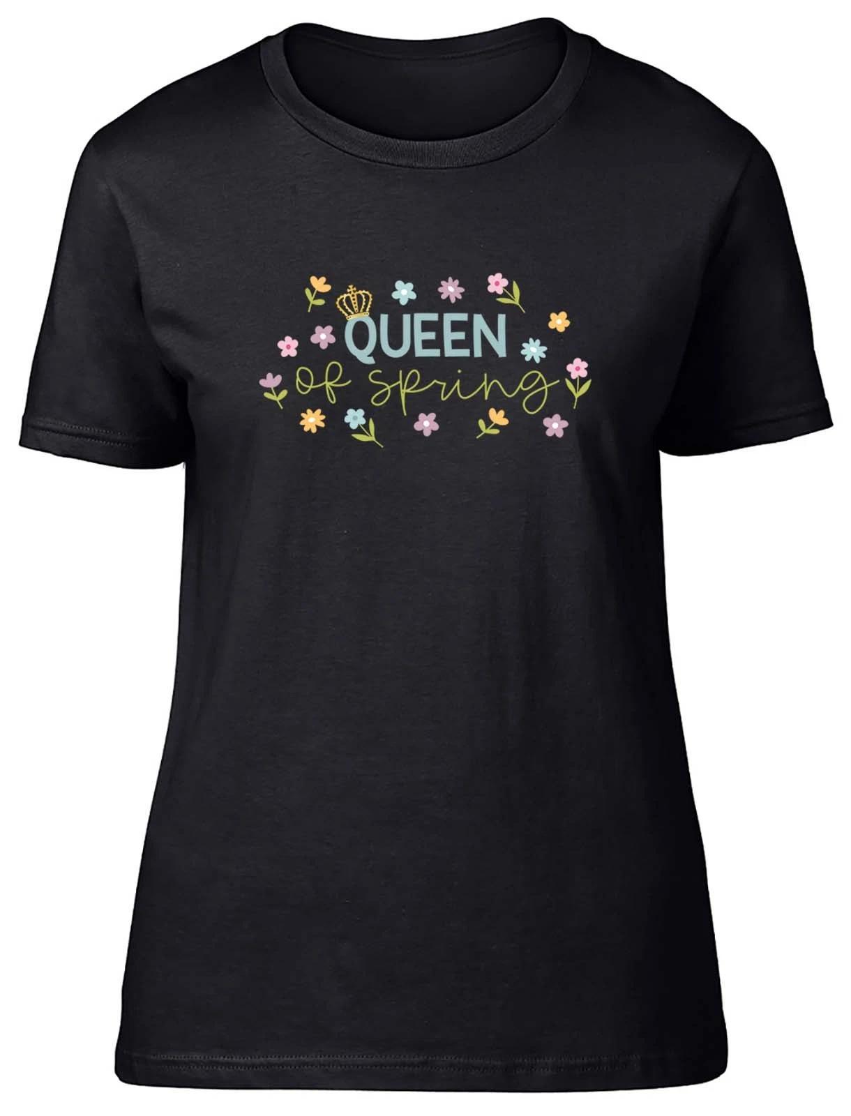 Queen of Spring Floral Flowers Womens T-Shirt Ladies Gift Tee XS