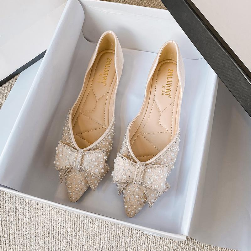 

Flat-soled ladyshoes women s 2025 new spring pointed rhinestones evening single shoes soft-soled large-size women s shoes 41-43 autumn shoes 43