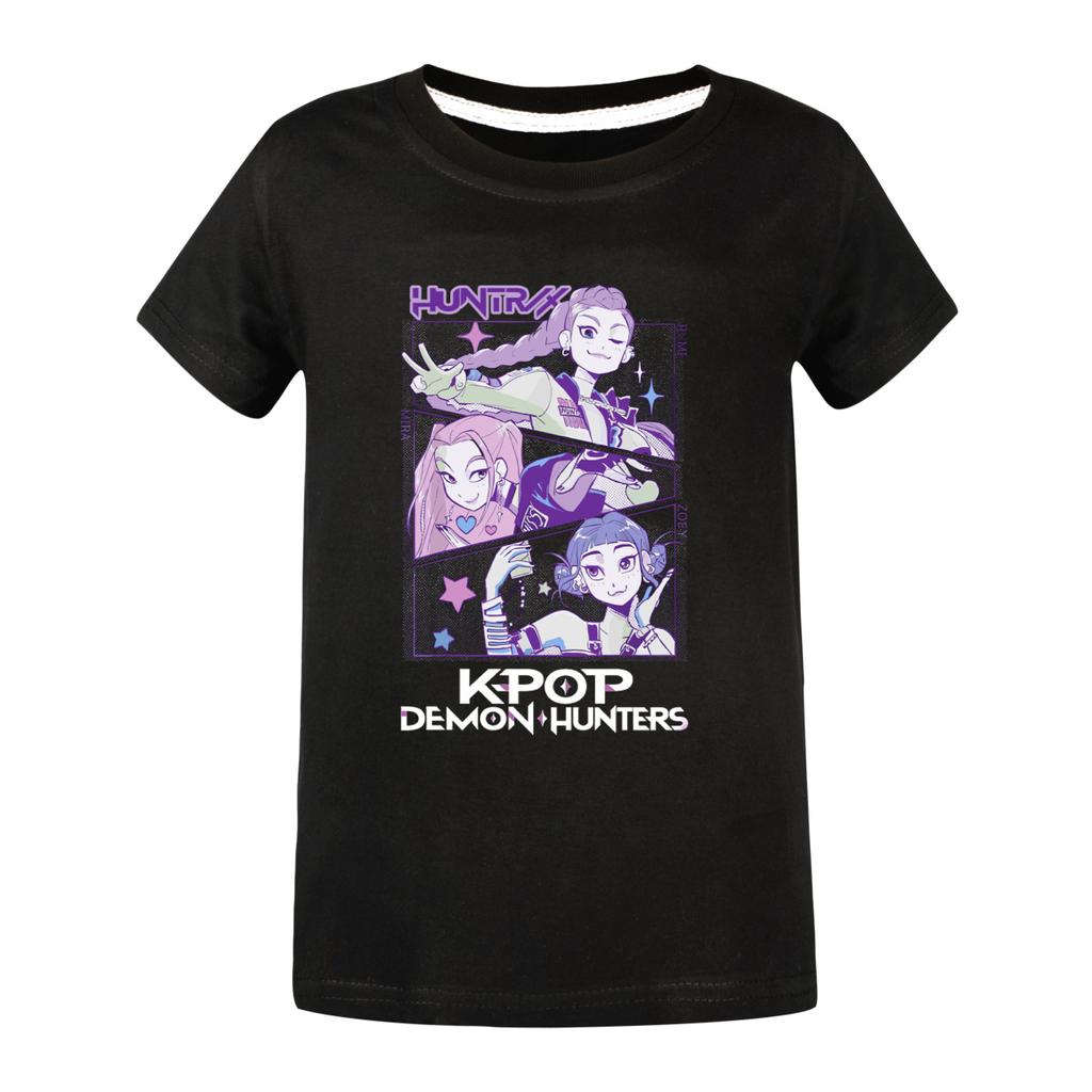 Movie Huntrix Kpop Demon Hunters T-Shirt Boys Girls Summer Crew Neck Short Sleeve Tees Fashion Kids T-shirt