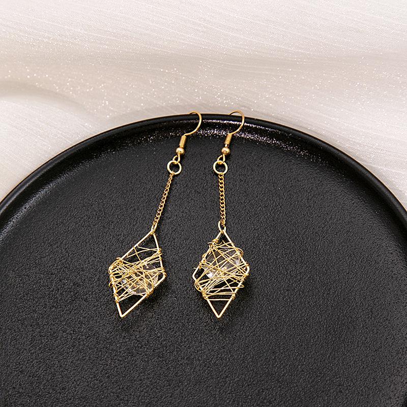 INS Girly Heart & Star Geometric Long Earrings - Simple, Versatile Ear Hooks