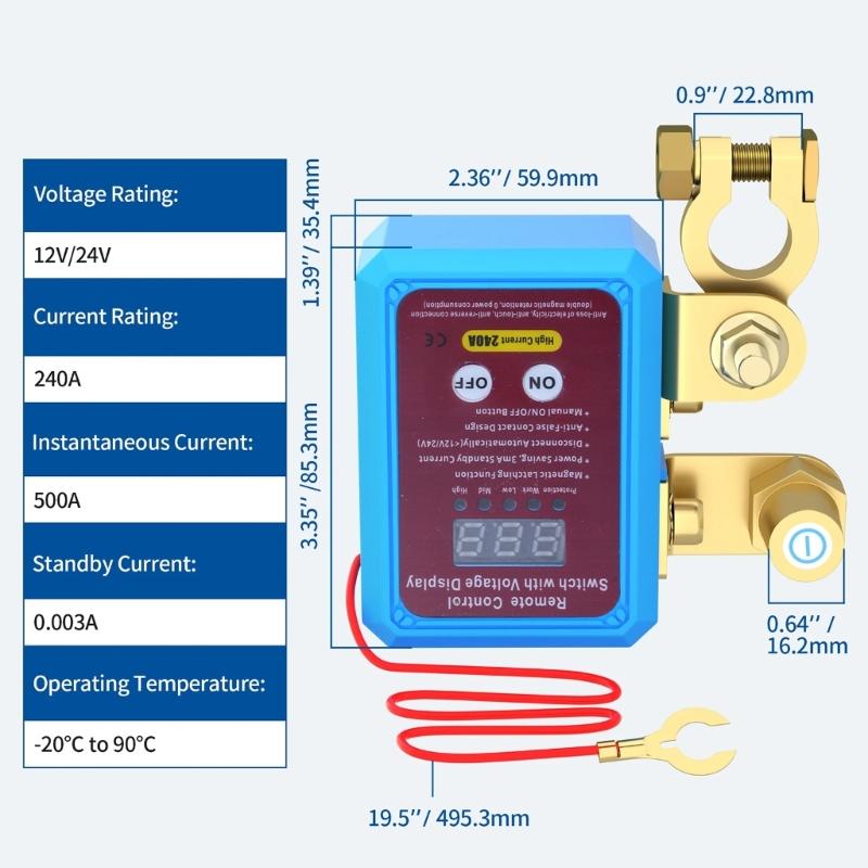 12V 240A Automatic Kill Switch Battery Disconnect Switch Battery Remote Control Switch Leakage Protections