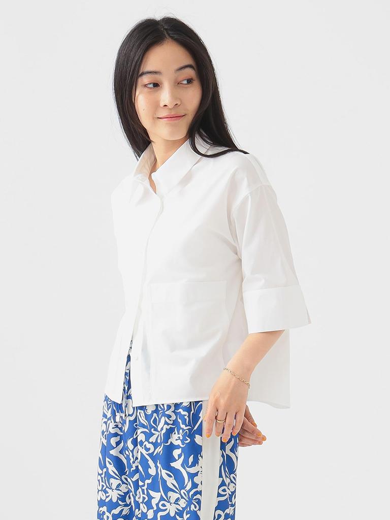 LIFE STORE by BEAMS Short Sleeve Cropped Shirt White Medium BMING Women's (Sizes S-M)