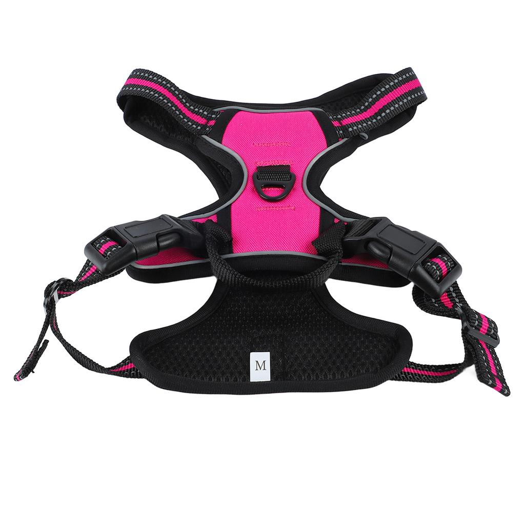Dog Harness Reflective Adjustable Breathable Nylon Dog Training Harness Vest for Pet Supplies Rose