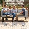Garden Lounge Outdoor Terrace Furniture 3 Piece 4 Seater Modular With Adjustable Armrests Thick 16cm Cushions Gray