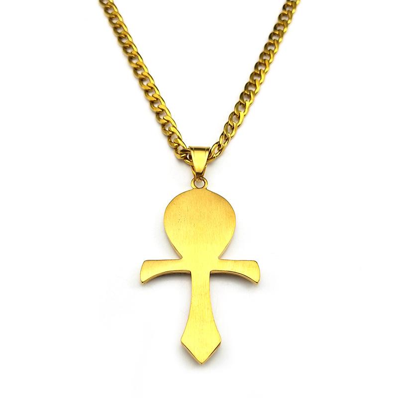 Egyptian Cross Ankh Key Of Life Rhinestone Devil Eye Necklace For Women Men Stainless Steel Gold Color Turkish Eye Jewelry