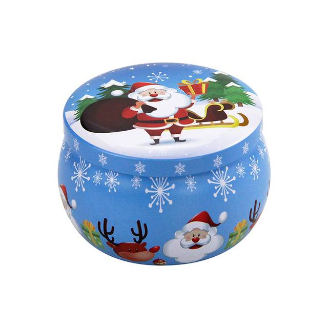 2.2Oz Mini Christmas Tinplate Round Candy Tin Can Candy Tin For Gift Giving Christmas Scented Tin Jars Round Candle Container