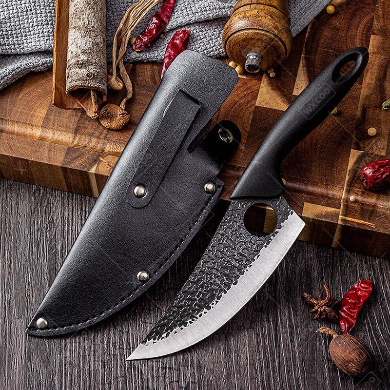 WXCOO Chef Butcher Boning Knife Handmade Forged Stainless Steel Fruit Meat Cleaver Utility Cutting Tool Kitchen Knife