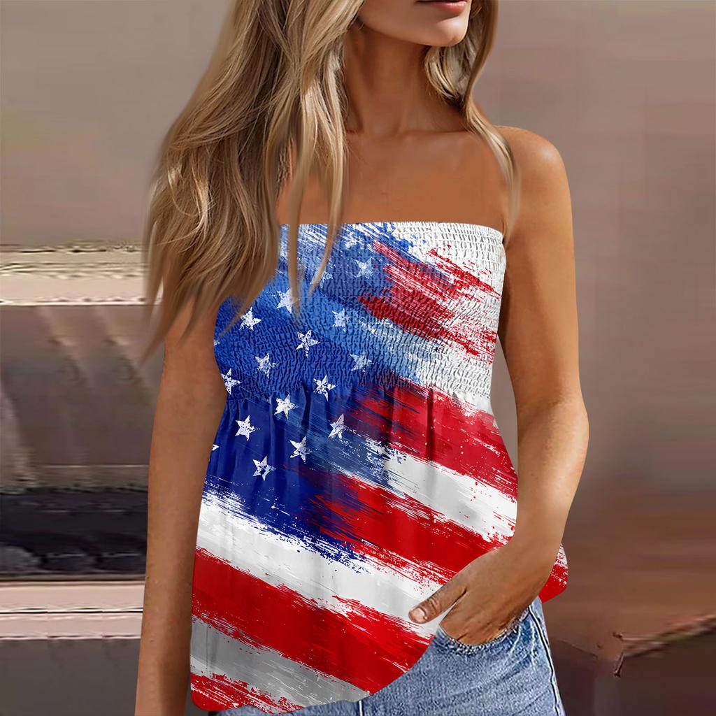 Sommer Schlauchtops für Damen, Niedliches Sexy Off-Shoulder Print Ärmelloses T-Shirt