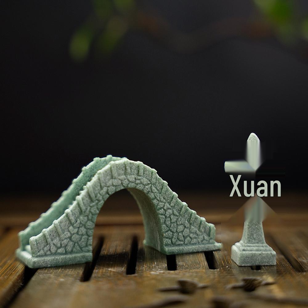 Pebble Bridge Small Boat Ornament: Miniature Water Bonsai Rockery Decoration for Floral Landscapes.