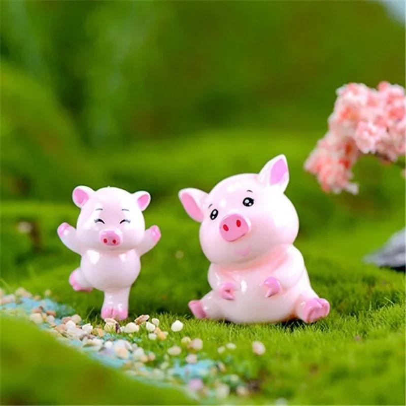 1 Set Kawaii Mini Pigs Dollhouse Fairy Garden Landscape Family Accessories Living Room Decoration
