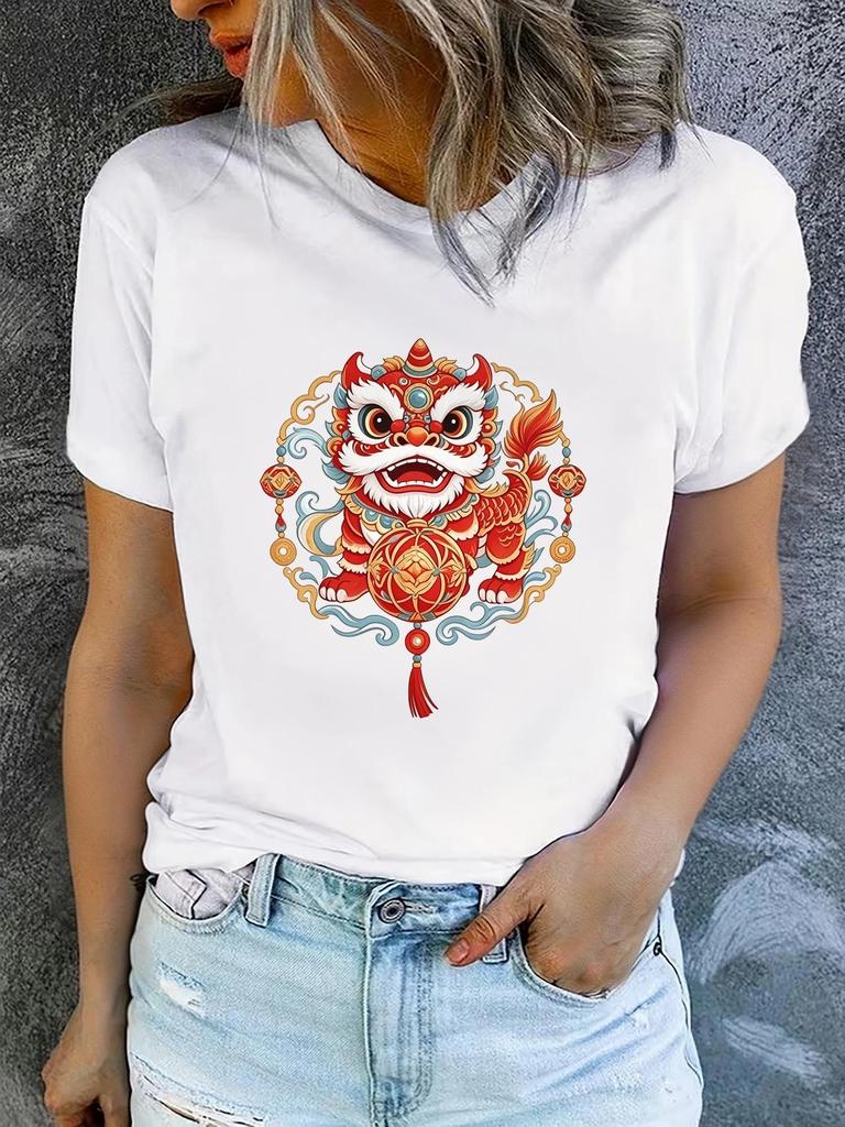 Women'S Summer Short-Sleeve Printed T-Shirts Fashionable and Casual Comfortable Flat Printing Sleeve Aesthetic Clothes