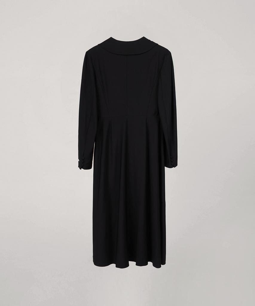Obeodyupeulleeo Shawl Collar Long Dress_Black