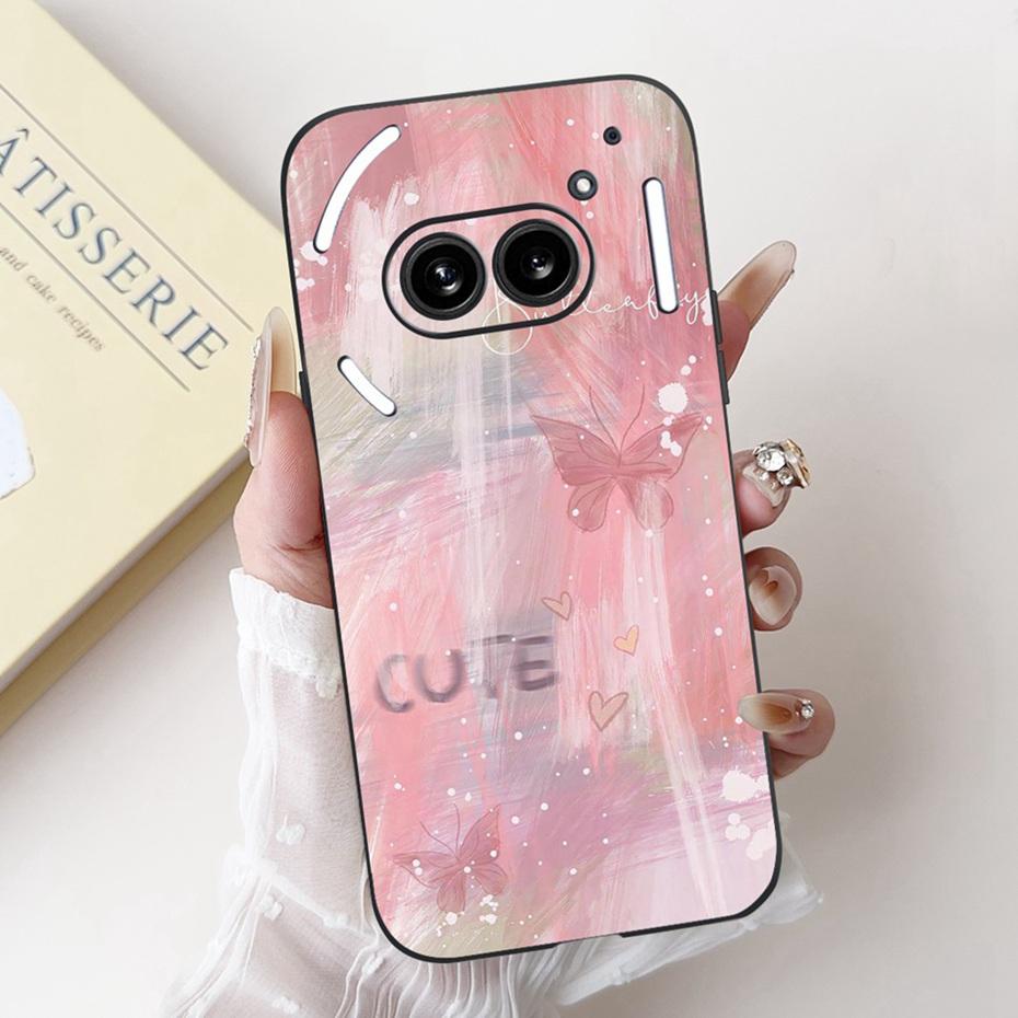 Fashion Painting Phone Case For Nothing Phone (2a) Plus Black Silicone Soft Cover For Nothing Phone 2 Phone2a Cases Bumpers