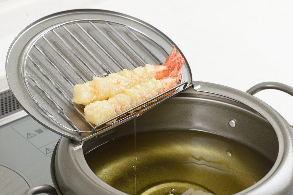 Yoshikawa Tenichi Tempura Pot with Induction and Direct Heat Simple Made In SJ2135 Lid, 22cm, 2.6L, Compatible, Design, Japan, Tsubame-Sanjo,