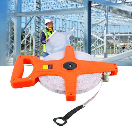 Open Reel Measuring Tape, 328 Feet, 100 Meters, Fiberglass Tape Measure, Retractable Folding Long Tape with Hand Crank - Open Tape Measure for Track a