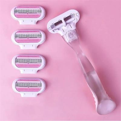 1 Manico Con 4 Lame Lame di Sicurezza da Donna per Viso/Gambe/Ascelle/Bikini Bellezza Depilazione Rasatura Compatibile Rasoio per Capelli
