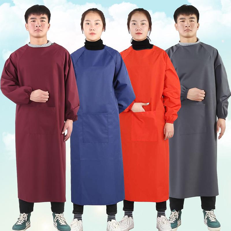 Unisex Waterproof Oil-Proof Long Sleeve Apron for Kitchen and Home