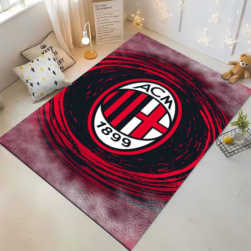 "AC Milan Logo Rug, Red Swirl Non-slip rug suitable for living room and bedroom sofas"