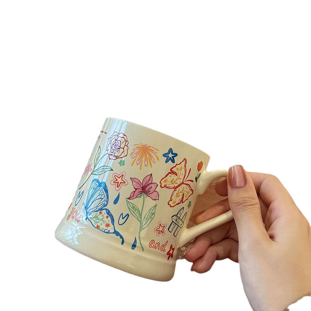 French Girl Heart Water Cup Girls Office Ceramic Couple High Value High Sense Coffee Cup