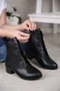 Women Modern Stylish Fashion Women Black Zipper Lace Up Low Heel Round Toe Boots