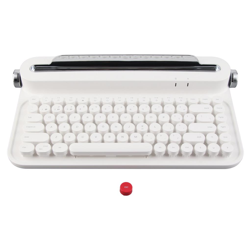 Vintage Bluetooth Keyboard 86 Keys Portable Wireless Keyboard with Integrated Stand for Windows for