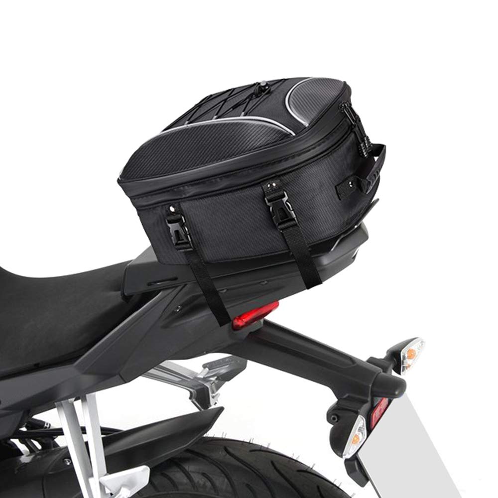 KEMIMOTO Motorcycle Seat Bag with Expandable with Fixed Compatible with and Capacity, 22-30L, Water-Repellent, Waterproof, Durable, Strap, CB250R,