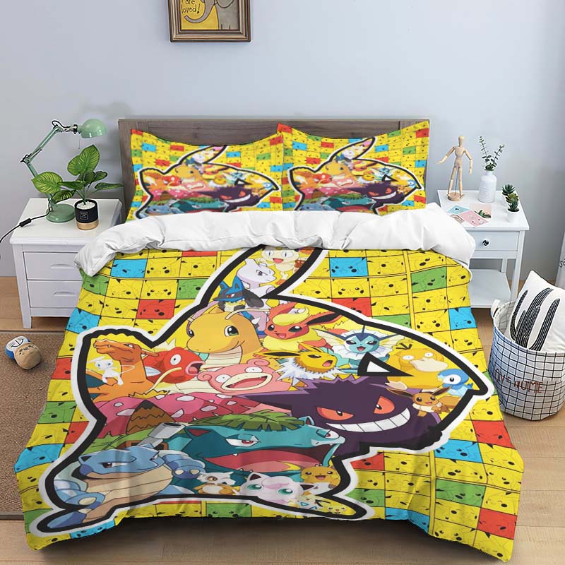 Pokémon Three-piece Bedding Set – Includes A Printed Duvet Cover and Pillowcases
