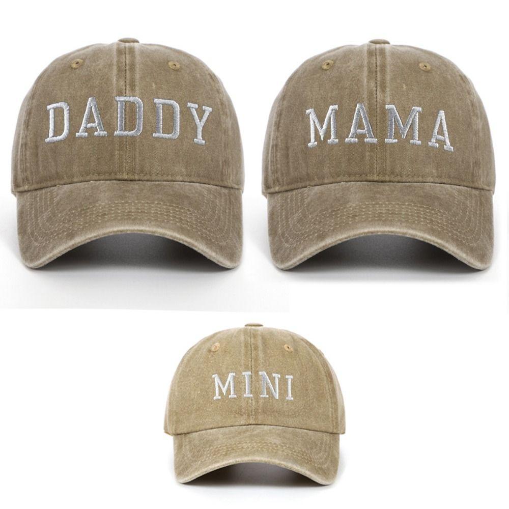 Vintage Daddy Mama Mini Embroidery Caps Washed Cotton Family Matching Baseball Cap Gifts