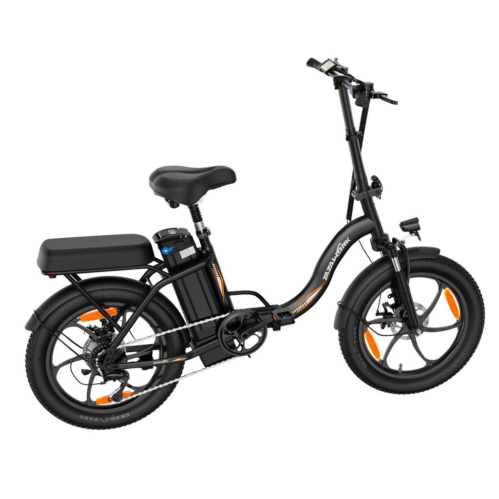 ZAZAWORK C16 City Folding Electric Bicycle 250W Motor 20 Inch Fat Tires 120Kg Load Outdoor Ride E-Bike With Tow Seat