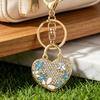 Keychain Pendant Heart Shape Charm Key Holder with Enamel Flower Design Lightweight Anti-Oxidation Durable Lobster Clasp Keyring