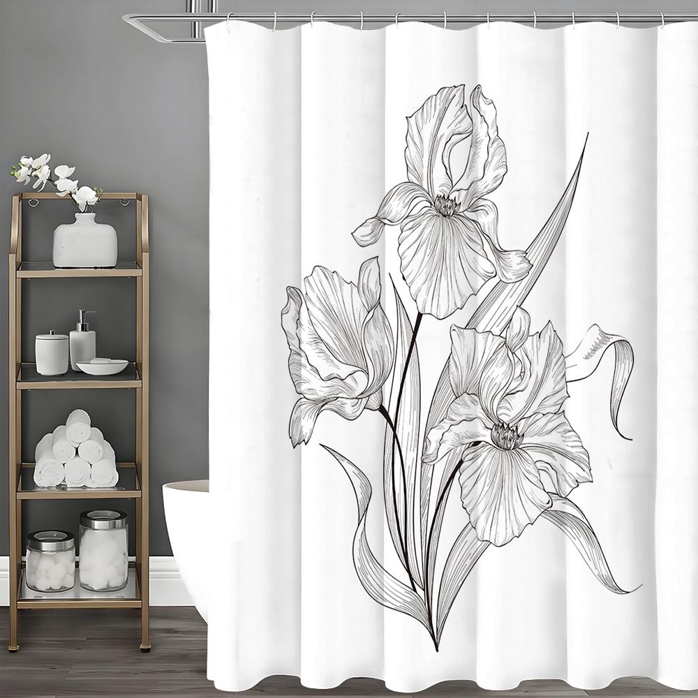 

Эскиз Занавеска для душа с цветами, Декоративная занавеска для душа для ванной комнаты, Водонепроницаемая занавеска для душа с крючками 90*180cm