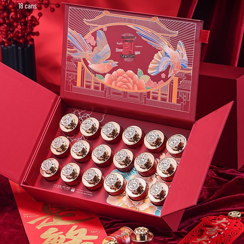 Small Tea Gift Box: American Ginseng, Black Goji Berry, Silver Needle, Da Hong Pao