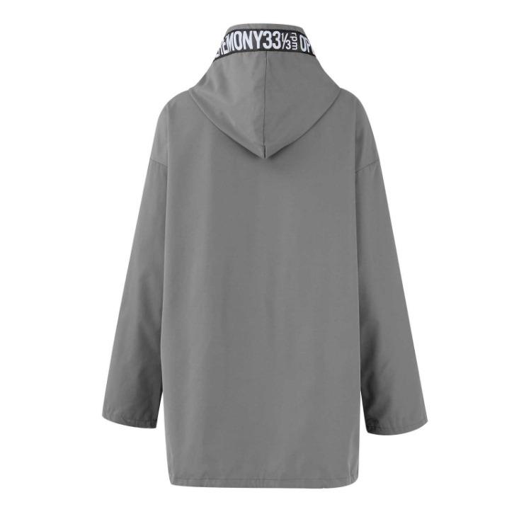 Casual Womens Windbreaker Jacket Loose Hooded Mackintosh Solid Color Coat
