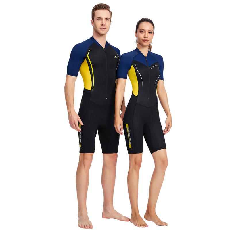 1,5 MM Neopren Neoprenanzug Männer Frauen Kurzarm Trunk Einteiler Nass Anzüge für Schwimmen Overall Surfen Rash Guards