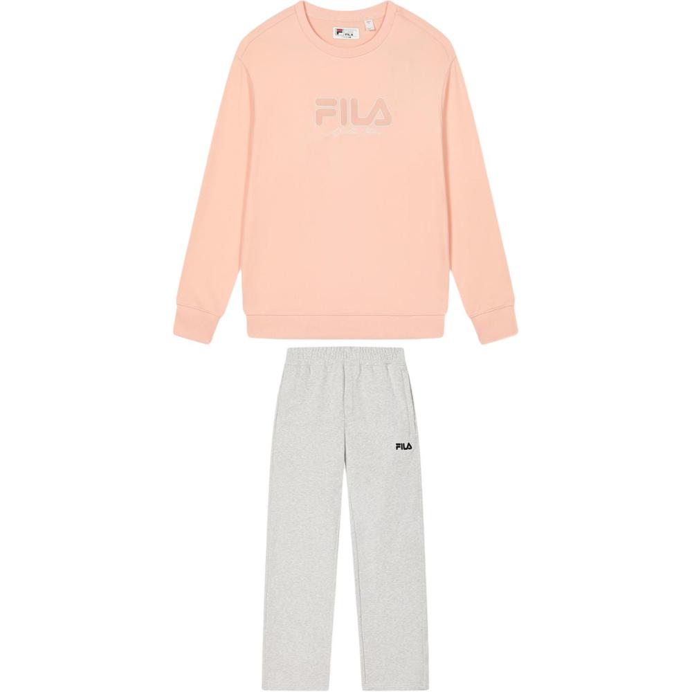 

Fila Оригинальный свитшот свободного кроя с круглым вырезом, удобный, простой, модный, вязаный, длинные брюки, повседневный спортивный костюм F11U439204F-PK+F11M439606F-MG M