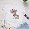 Graphic Cartoon Giraffe Streetwear Fashion Girls T-Shirts Harajuku Clothes Short Sleeve Summer Tees Casual Female O-Neck Tops