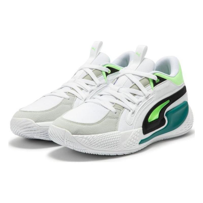 PUMA Court Rider Chaos Jewel Men Stylish Anti Slip Low Top Basketball Shoes White Green 378051-01